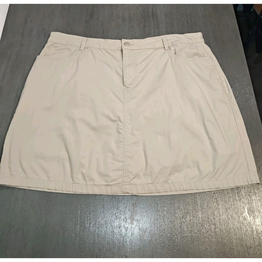 St Johns Bay Khaki Skort Women 18 Stretch Cotton Built In Shorts Casual Golf